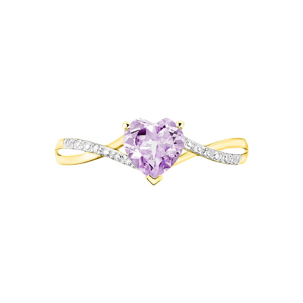 Anello Am&eacute;lie Oro Giallo Ametista Cubic Zirconia
