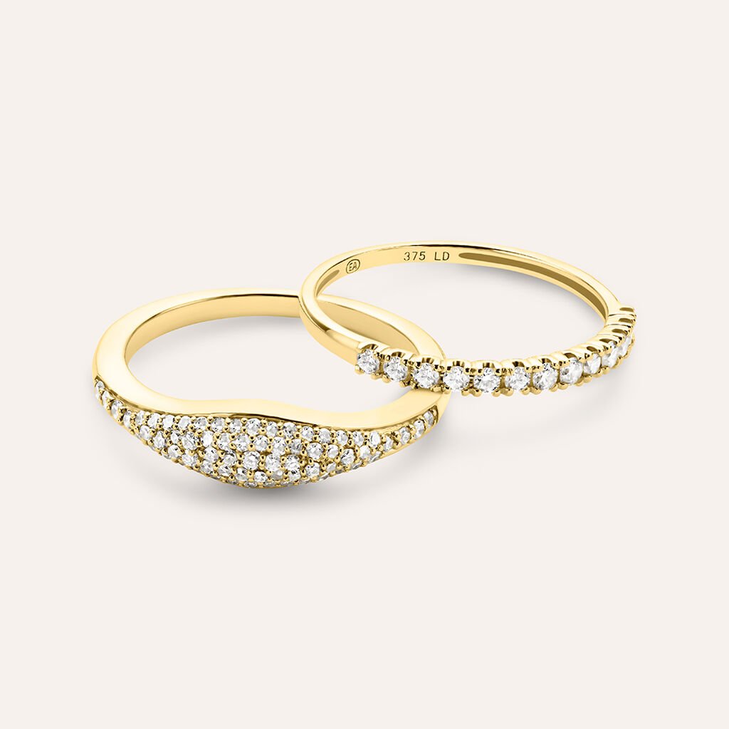 Anello Semi-eternity Diamade Glam Oro Giallo Diamante Lab-Grown - Anelli con Pietre Donna | Stroili