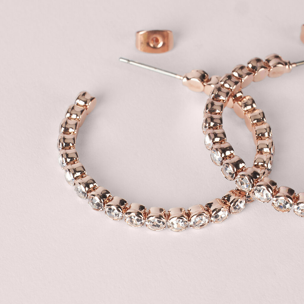 Orecchini A Cerchio Romantic Shine Metallo Rosa Cristallo - Orecchini a Cerchio Donna | Stroili
