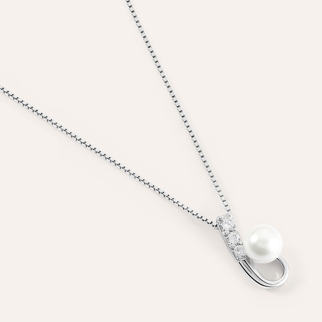 Collana Silver Pearls Argento Rodiato Perla sintentica Cubic Zirconia - Gioielli Donna | Stroili