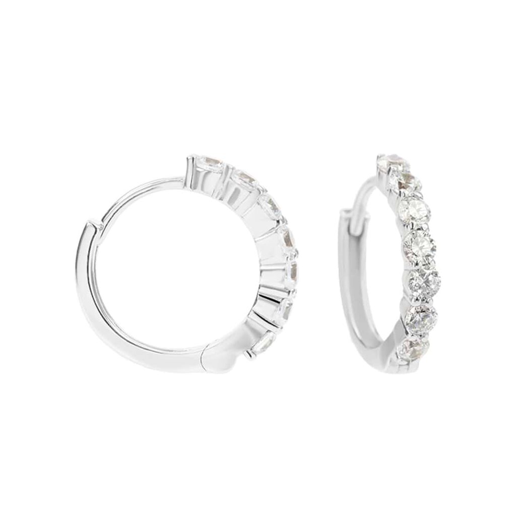 Orecchini A Cerchio Claire Oro Bianco Cubic Zirconia - Orecchini a Cerchio Donna | Stroili