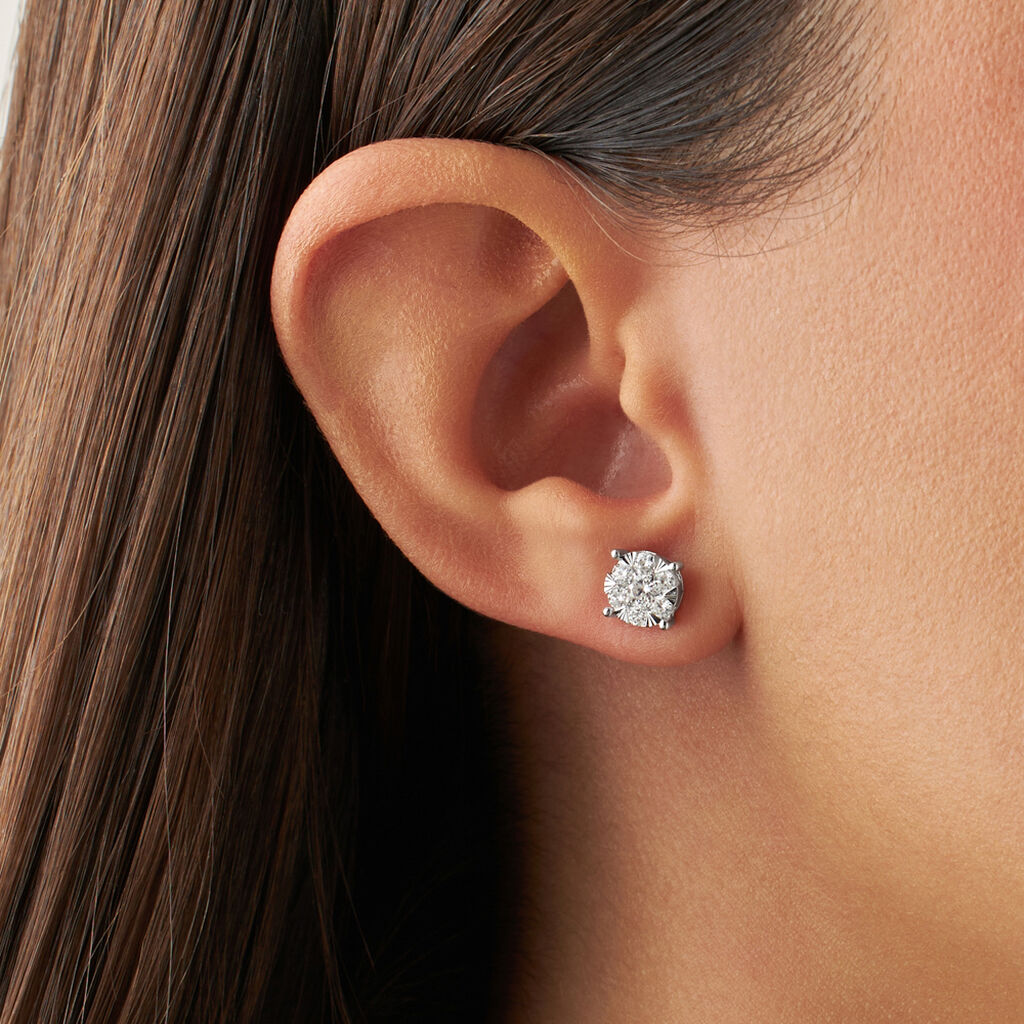 Orecchini Lobo Punto Luce Petali Oro Bianco Diamante - Orecchini a Lobo Donna | Stroili