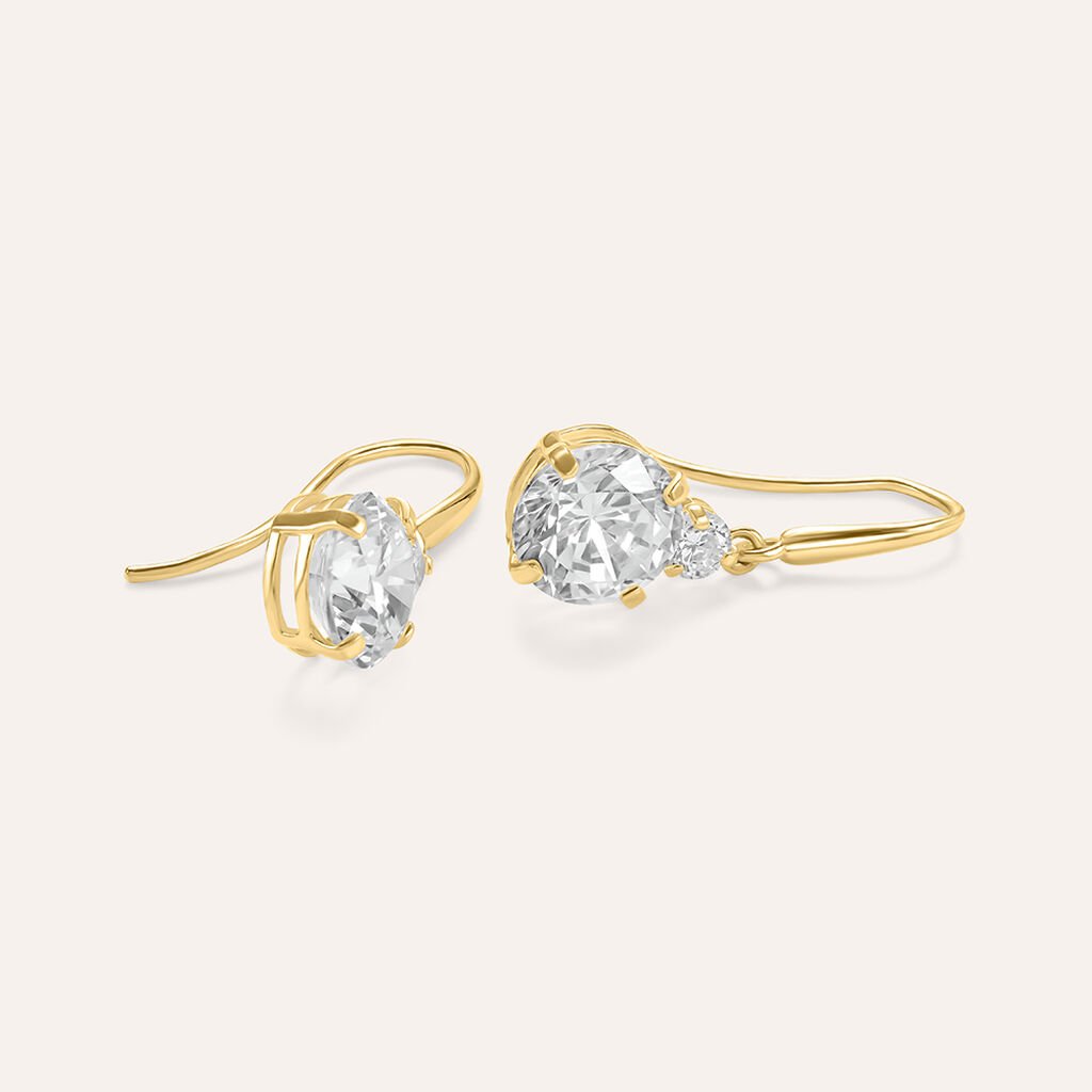 Orecchini Lobo Punto Luce Claire Oro Giallo Cubic Zirconia