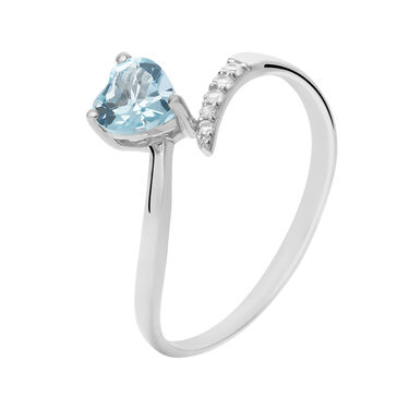 Anello Solitario Am&eacute;lie Oro Bianco Topazio Cubic Zirconia