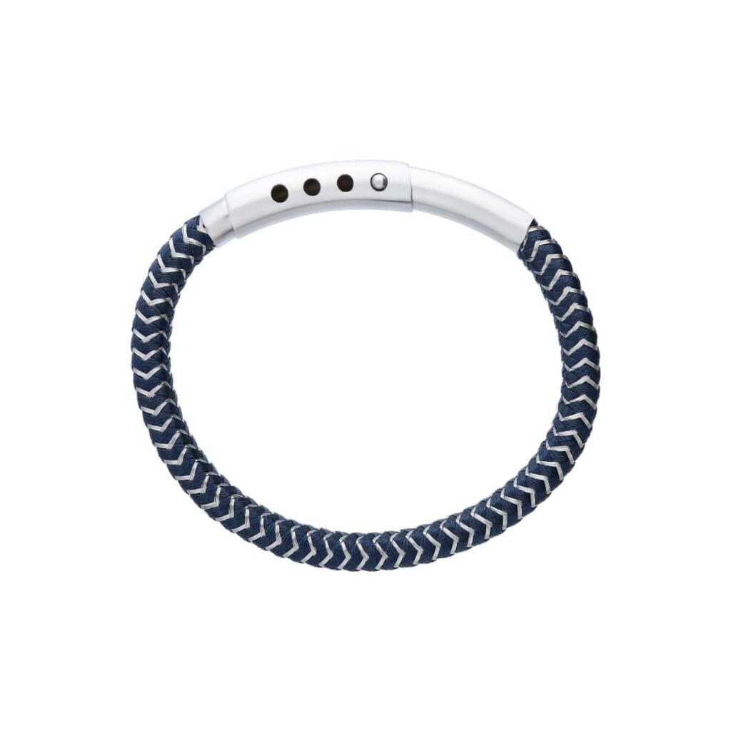 Bracciale in corda blu con chiusura in acciaio - Bracciali Uomo | Stroili