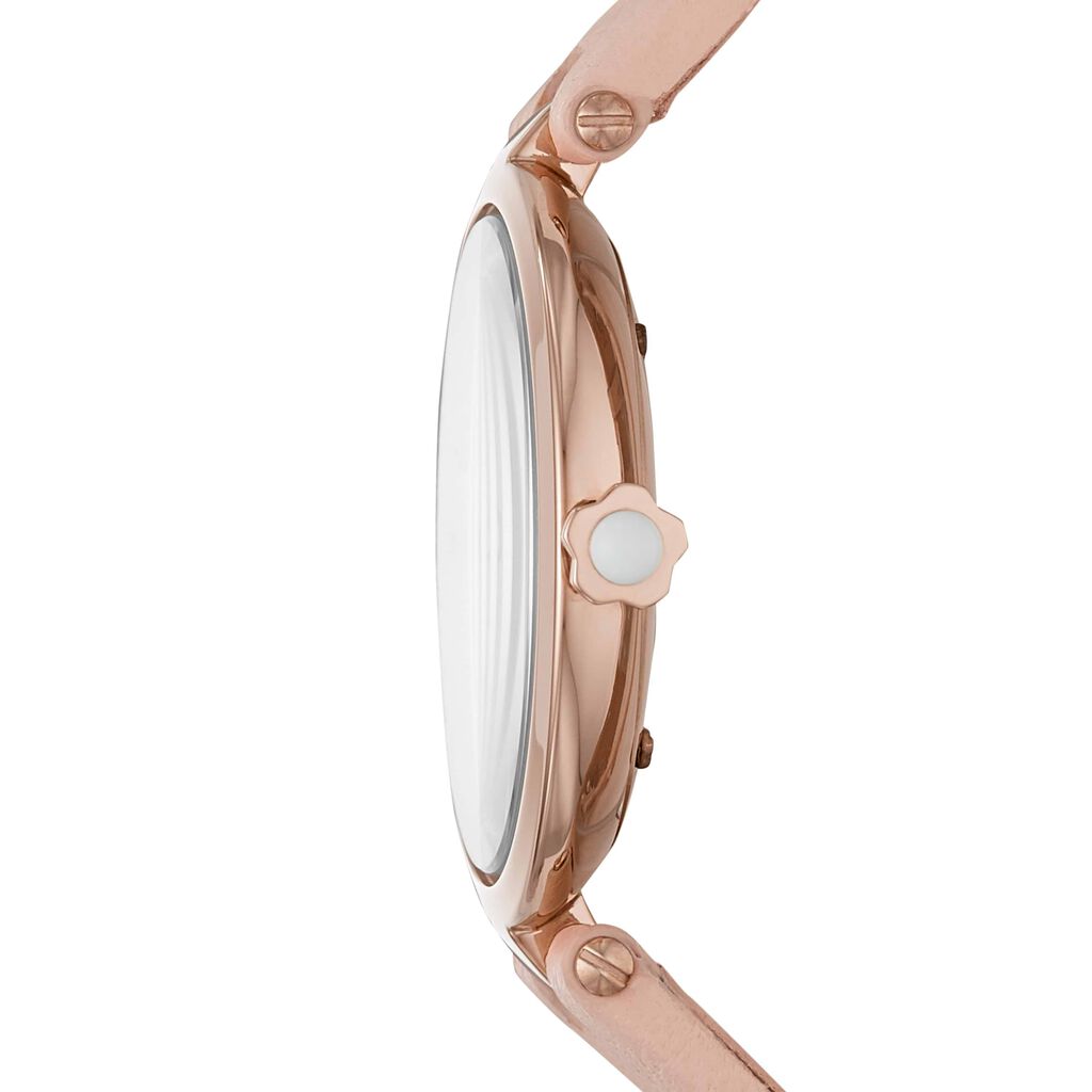 Emporio Armani orologio solotempo in acciaio gold rose con cinturino in pelle rosa e quadrante madreperla