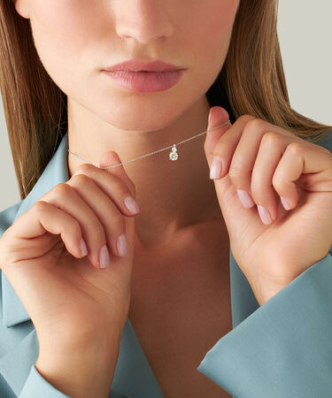Collana Doppio Punto Luce Diamade Oro Bianco Diamante Lab-Grown