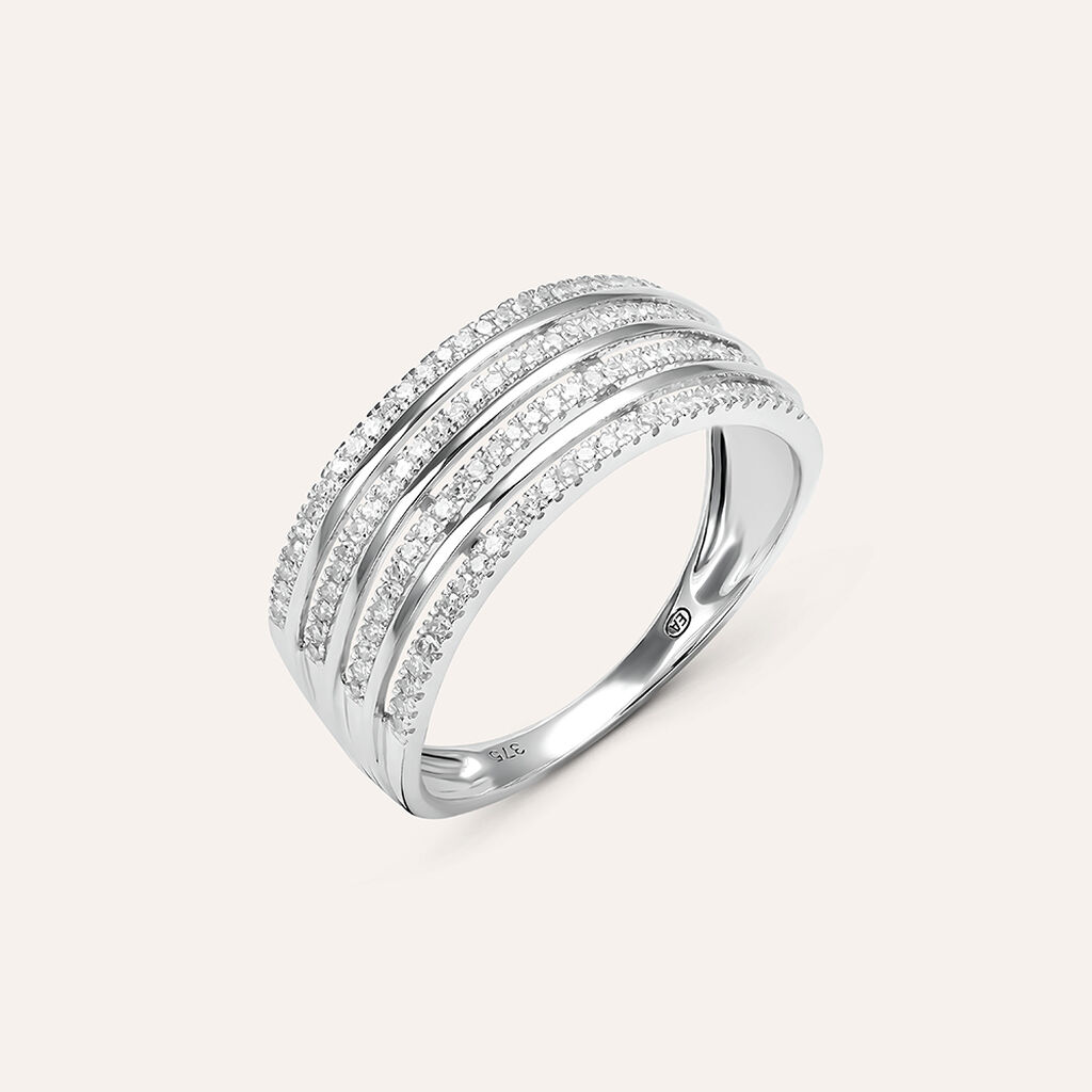 Anello Fascia Sophia Oro Bianco Diamante - Anelli a Fascia Larga Donna | Stroili