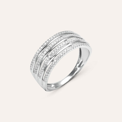 Anello Fascia Sophia Oro Bianco Diamante - Anelli a Fascia Larga Donna | Stroili