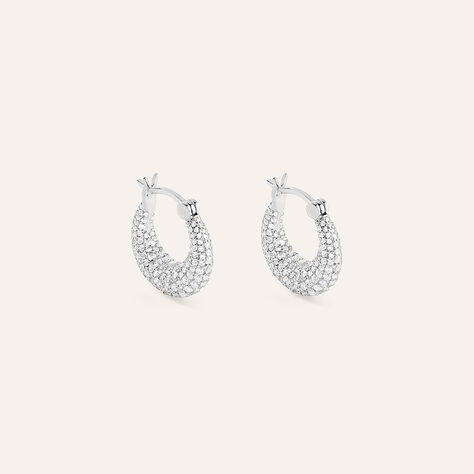 Orecchini A Cerchio Silver Shine Argento Rodiato Cubic Zirconia - Orecchini a Cerchio Donna | Stroili
