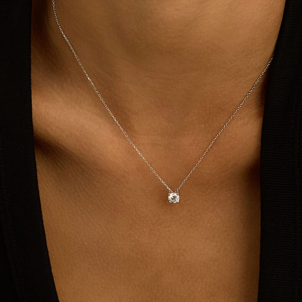 Collana Punto Luce Diamade Oro Bianco Diamante Lab-Grown