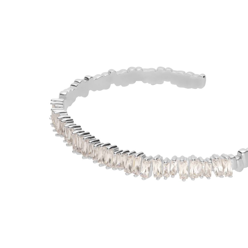 Bracciale rigido rodiato e strass - Bracciali Donna | Stroili