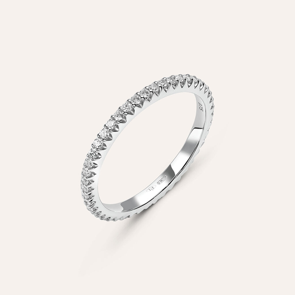 Fede Classica Eternity 1.8 mm Oro Bianco Diamante - Anelli con Incisione Donna | Stroili