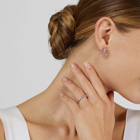 Orecchini A Cerchio Amélie Oro Bianco Ametista Cubic Zirconia - Orecchini a Cerchio Donna | Stroili