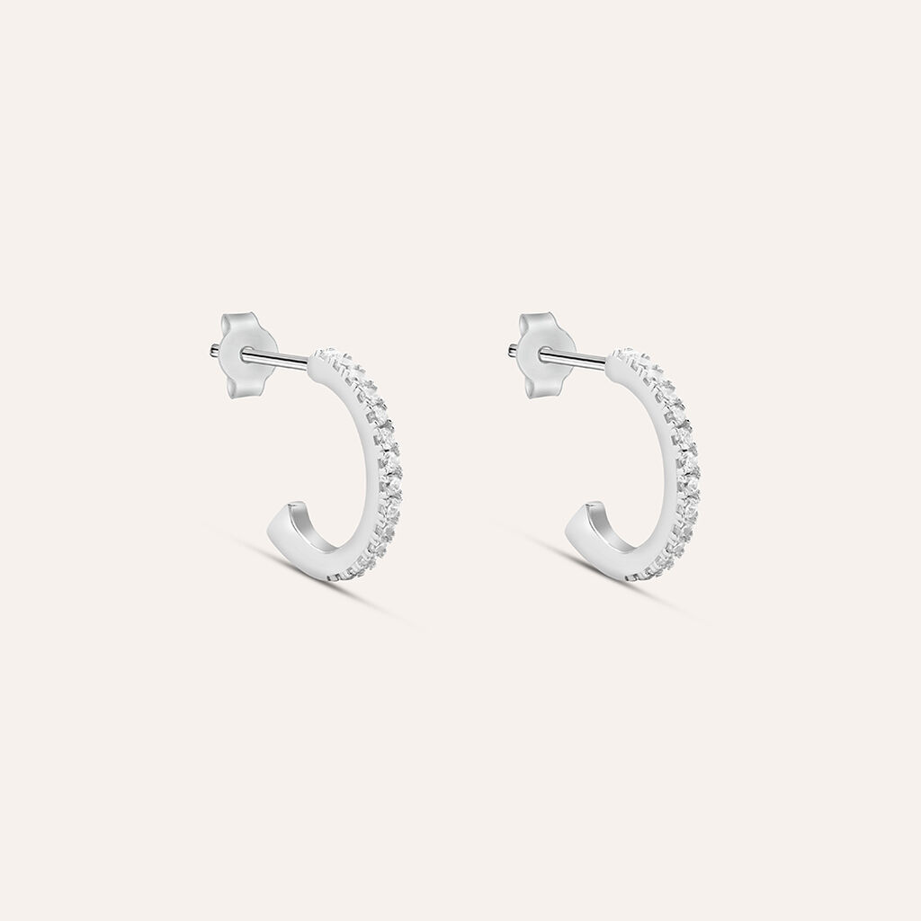 Orecchini A Cerchio Silver Rainbow Argento Rodiato Cubic Zirconia