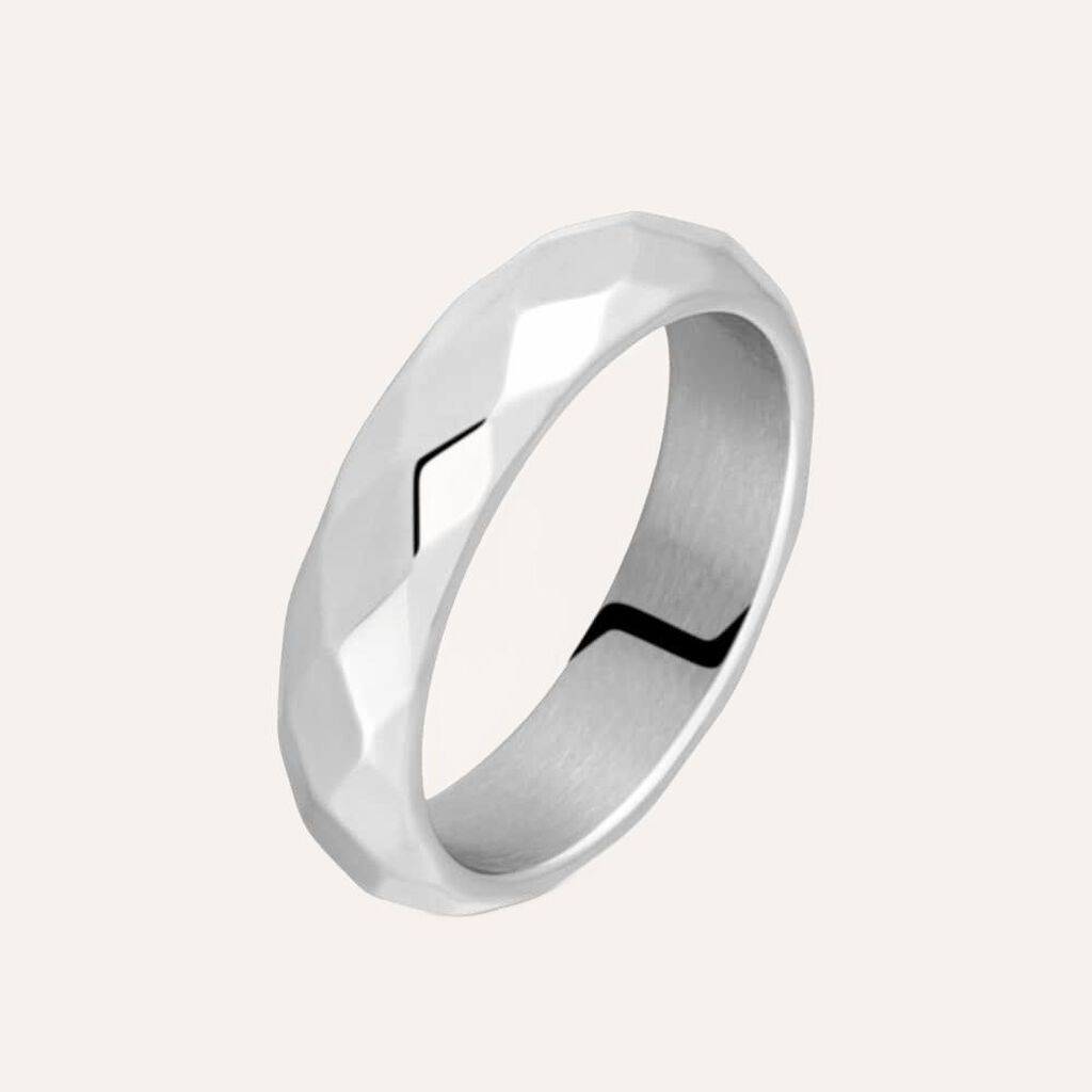 Anello a Fascia Lady Code Acciaio Bicolore Diamantato