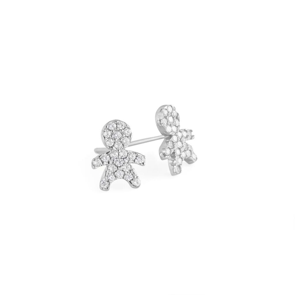 Orecchini Lobo Claire Oro Bianco Cubic Zirconia - Orecchini a Lobo Donna | Stroili