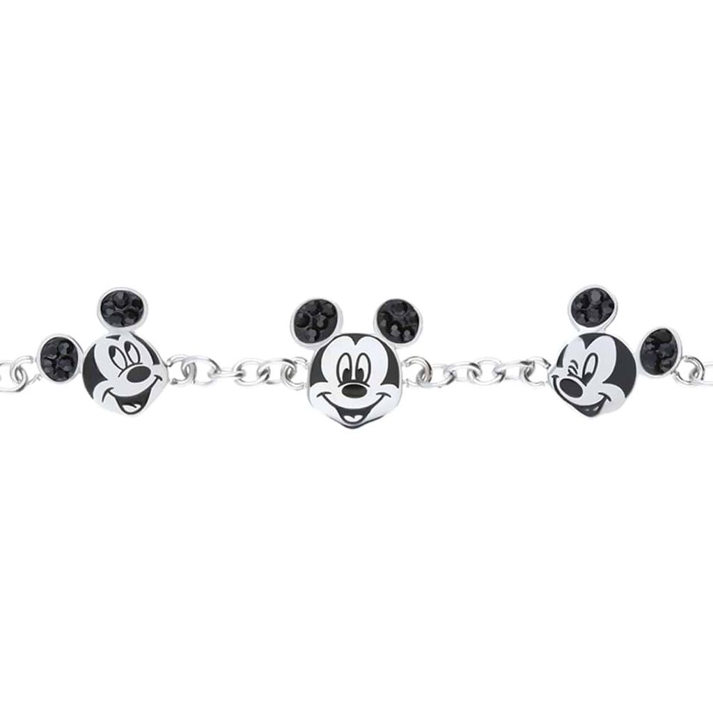 Bracciale in acciaio con 3 ciondoli Topolino e strass neri - Bracciali Donna | Stroili