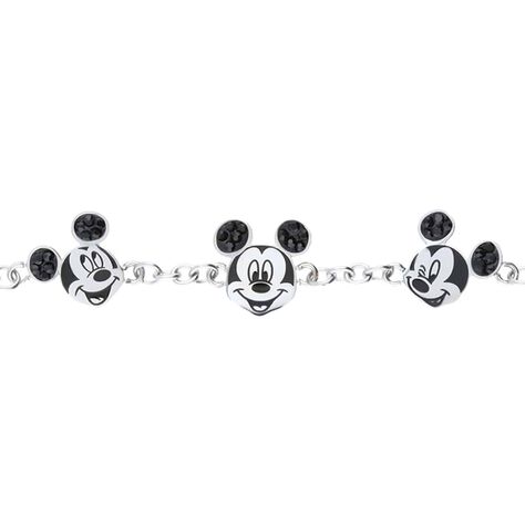 Bracciale in acciaio con 3 ciondoli Topolino e strass neri - Bracciali Donna | Stroili
