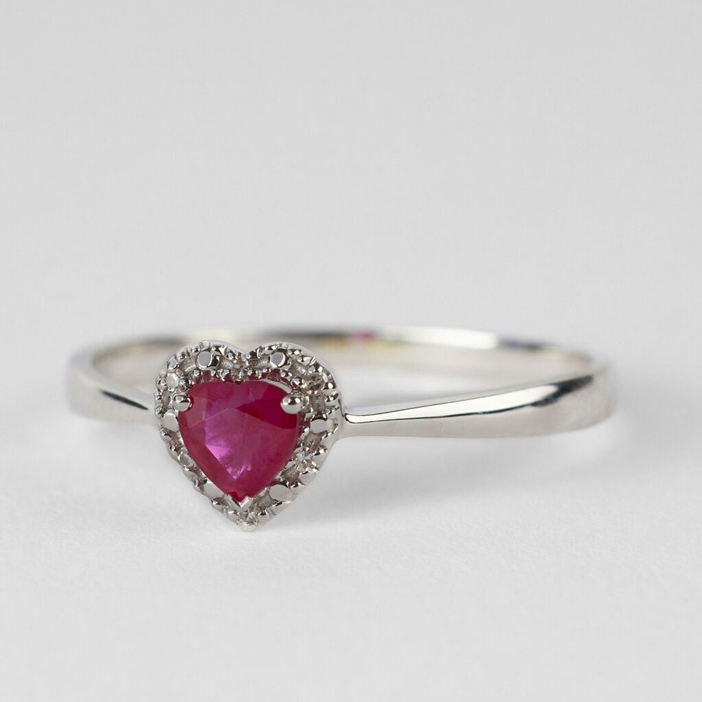 Anello Solitario Charlotte Oro Bianco Rubino Diamante - Anelli con Pietre Donna | Stroili