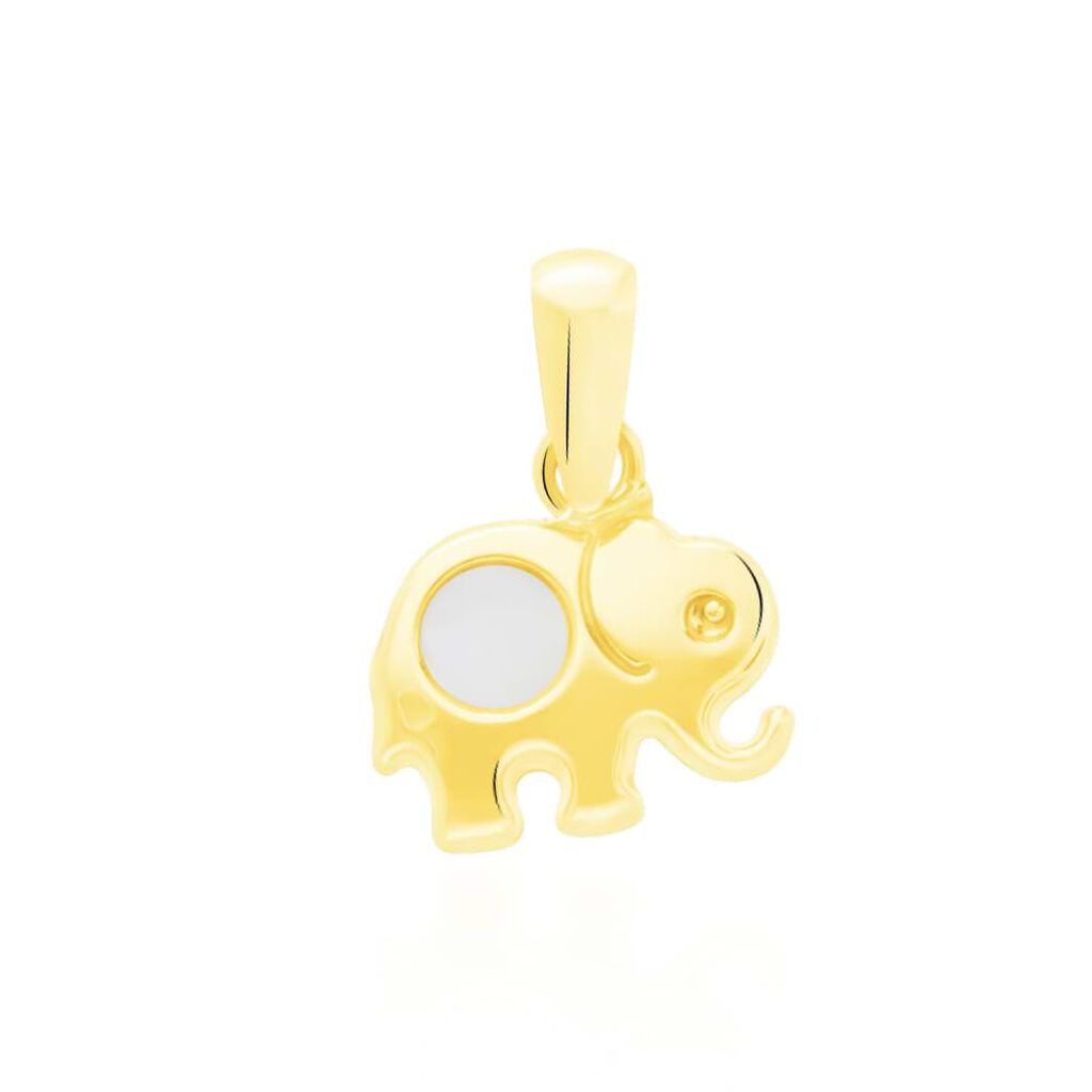 Ciondolo elefante in oro giallo e madreperla