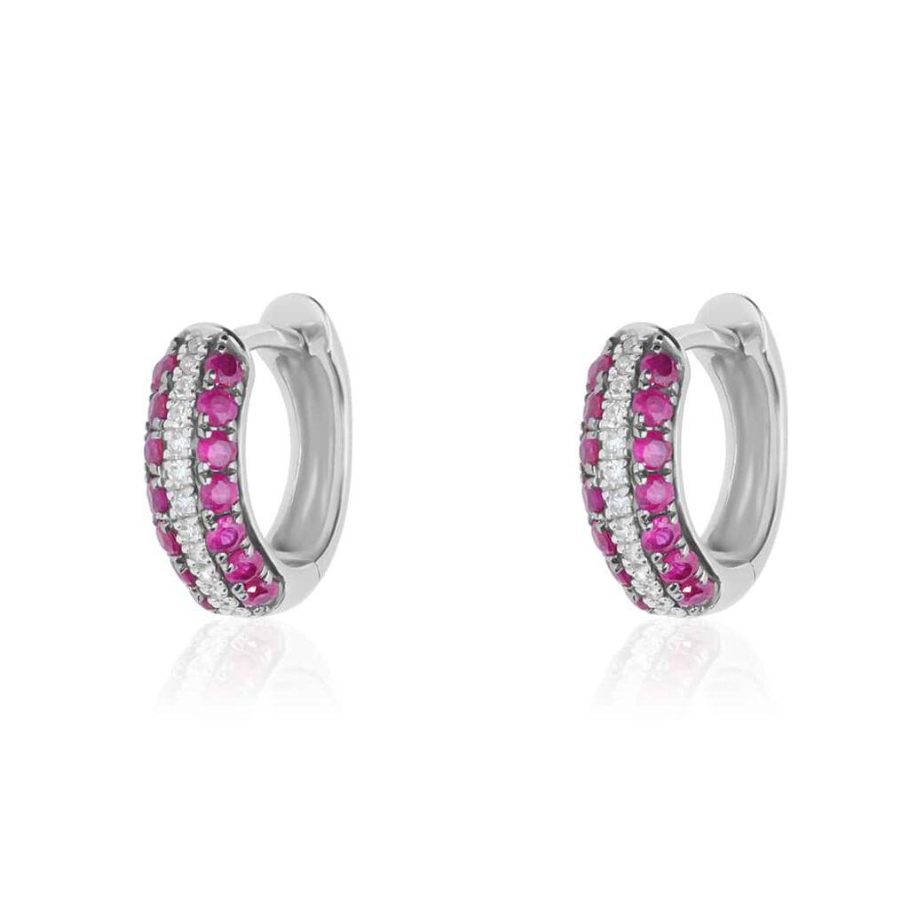 Orecchini A Cerchio Charlotte Oro Bianco Rubino Diamante - Orecchini a Cerchio Donna | Stroili