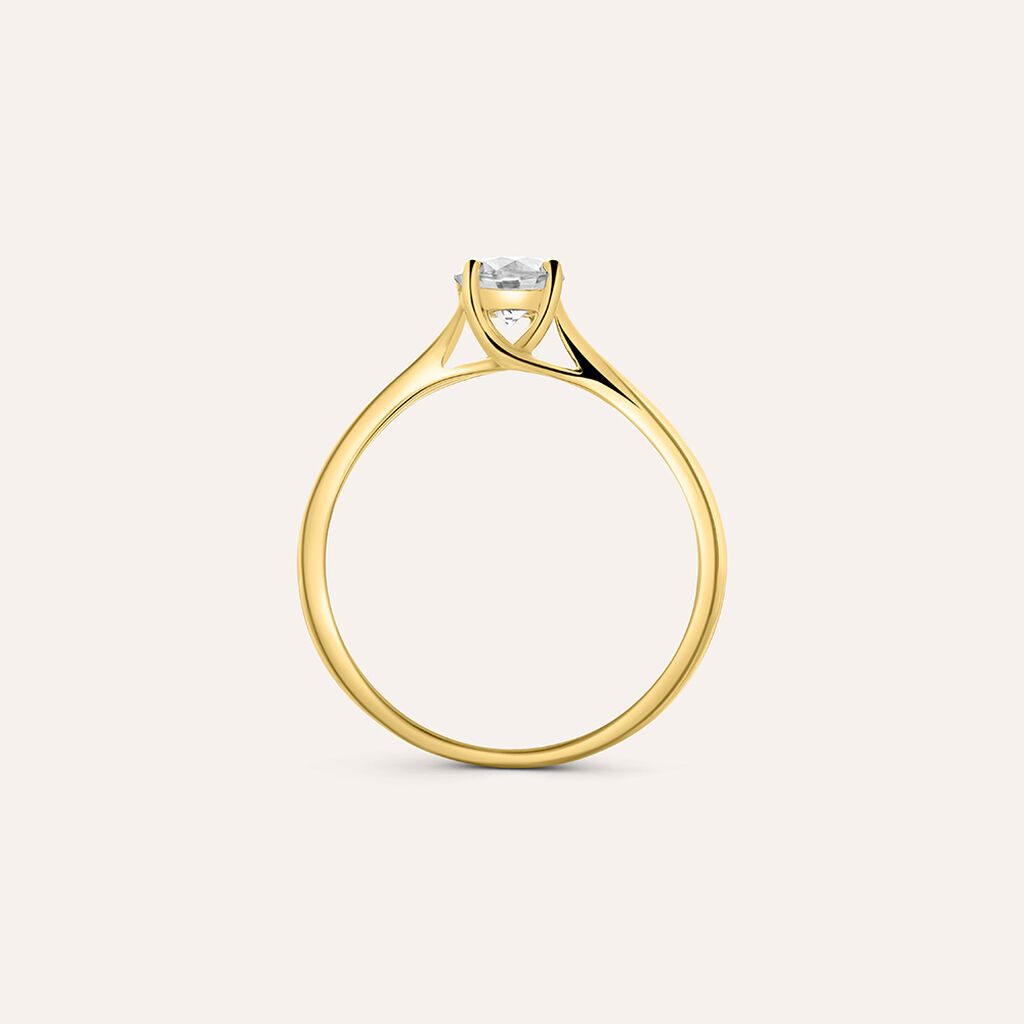 Anello Solitario Diamade Oro Giallo Diamante Lab-Grown