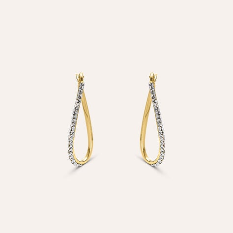 Orecchini A Cerchio Toujours Oro Giallo Cristallo - Orecchini a Cerchio Donna | Stroili