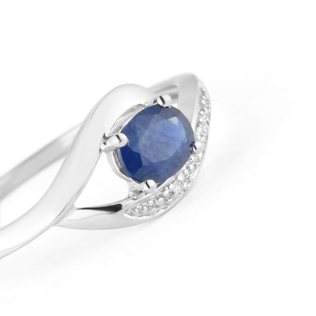 Anello Solitario Charlotte Oro Bianco Zaffiro Diamante - Anelli con Pietre Donna | Stroili