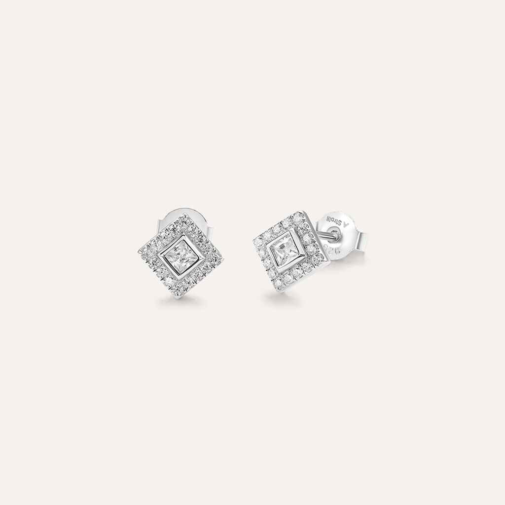 Orecchini Lobo Punto Luce Silver Elegance Argento Rodiato Cubic Zirconia
