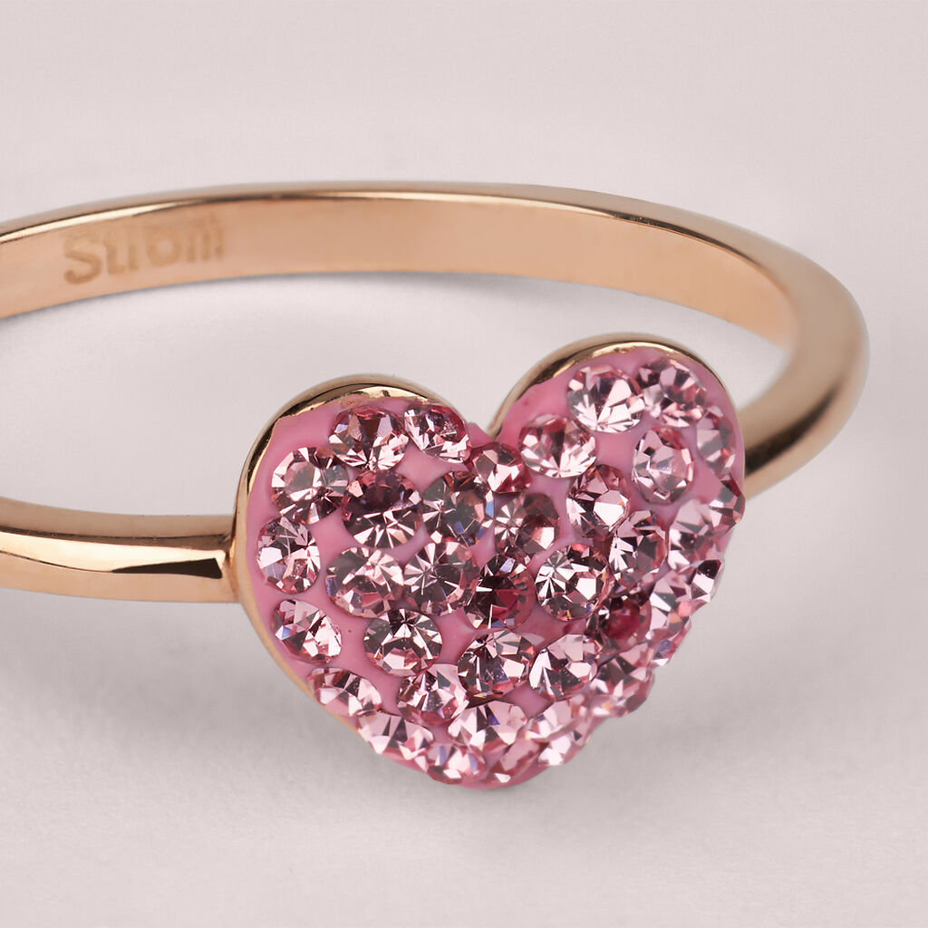 Anello Fantasia Aura Acciaio Rosa Cristallo