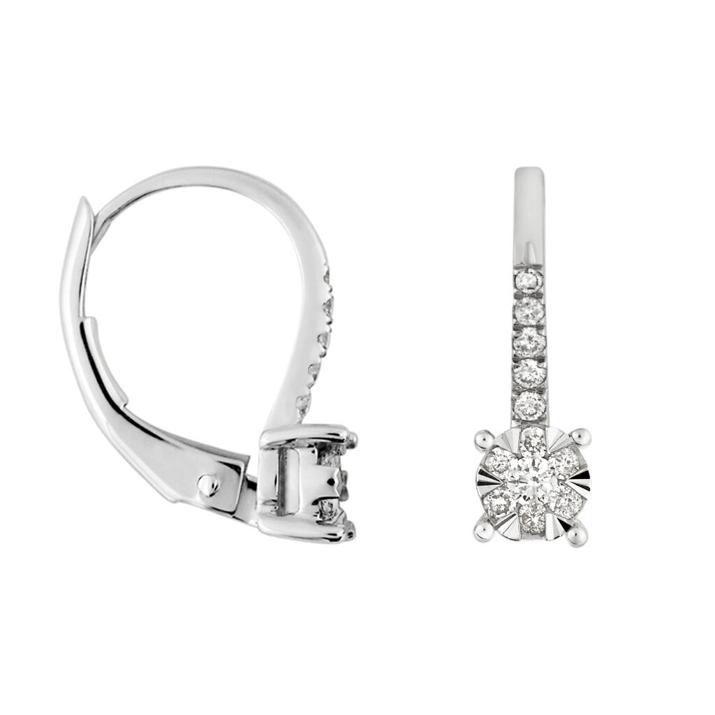 Orecchini Lobo Punto Luce Petali Oro Bianco Diamante - Orecchini a Lobo Donna | Stroili