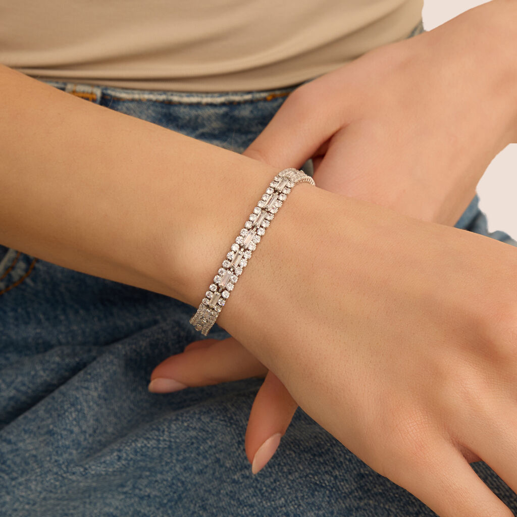 Bracciale Tennis Romantic Shine Metallo Cristallo - Bracciali Tennis Donna | Stroili