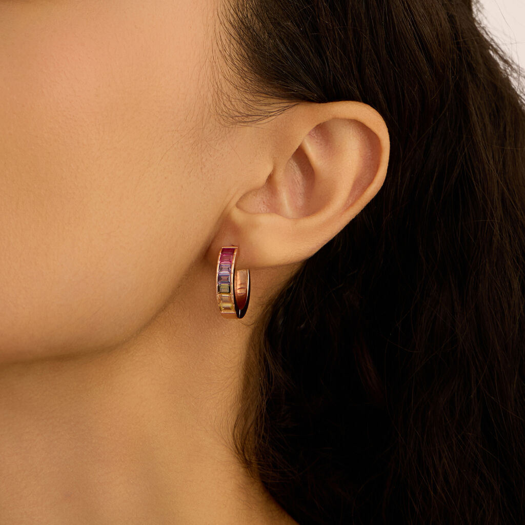 Orecchini A Cerchio Silver Rainbow Argento Rosa Cubic Zirconia - Orecchini a Cerchio Donna | Stroili
