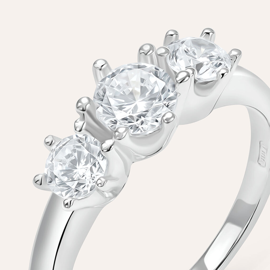 Anello Trilogy Silver Elegance Argento Rodiato Cubic Zirconia