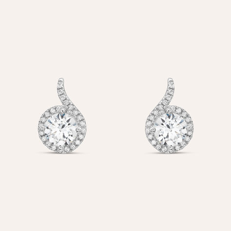 Orecchini Lobo Punto Luce Claire Oro Bianco Cubic Zirconia - Orecchini a Lobo Donna | Stroili