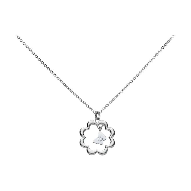 Girocollo in acciaio silver con fiore e strass - Collane Donna | Stroili