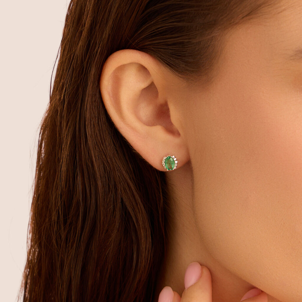 Orecchini Lobo Punto Luce Elizabeth Crown Oro Bianco Smeraldo Diamante