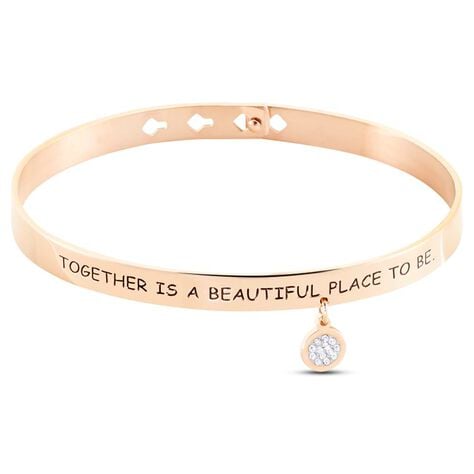 Bangle Lady Message Acciaio Rosato Friendship e Cristalli - Bracciali Donna | Stroili