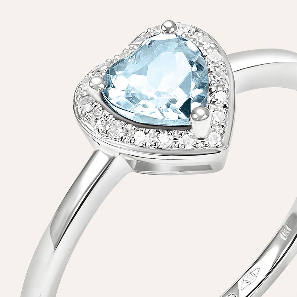 Anello Solitario Jasmine Oro Bianco Acquamarina Diamante - Anelli con Pietre Donna | Stroili