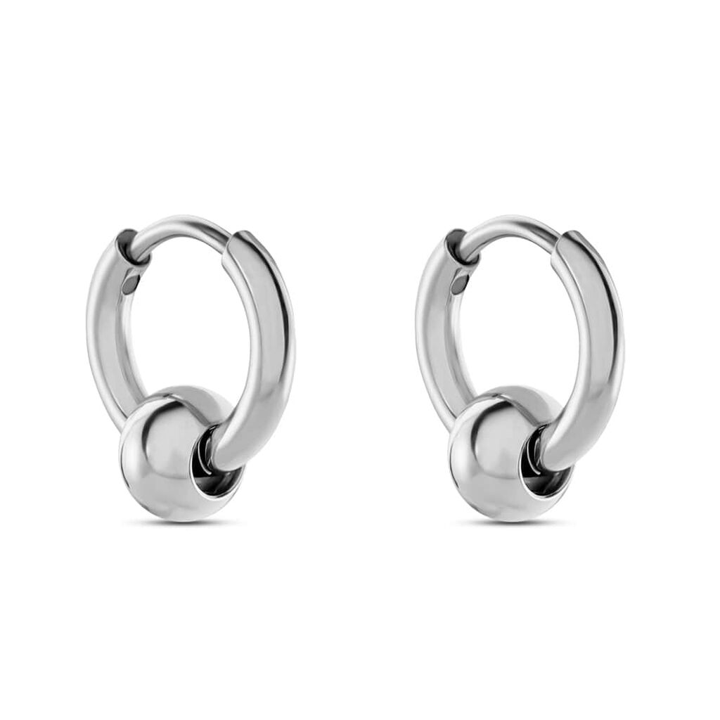 Orecchini a cerchio con pallina in acciaio