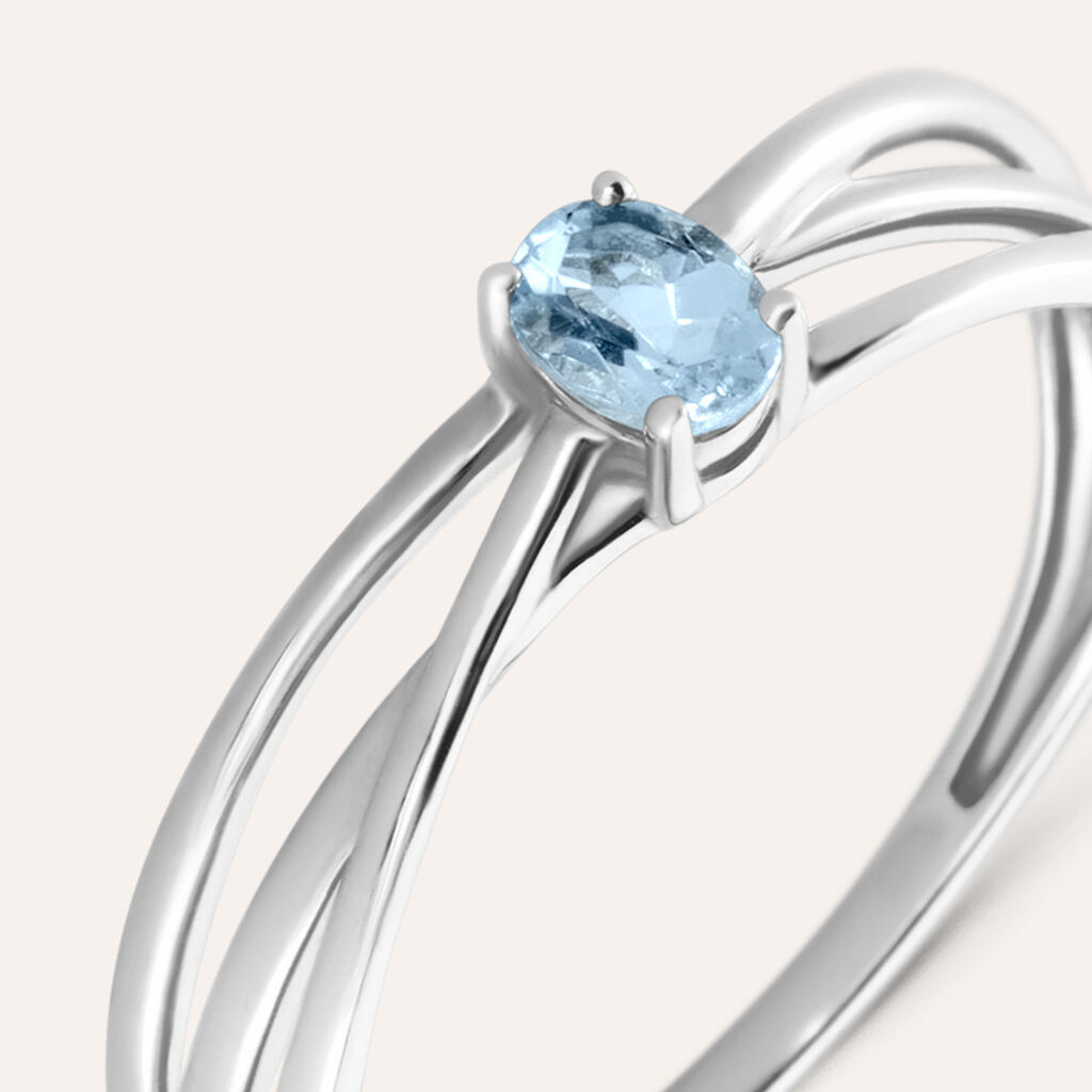 Anello Solitario Am&eacute;lie Oro Bianco Topazio