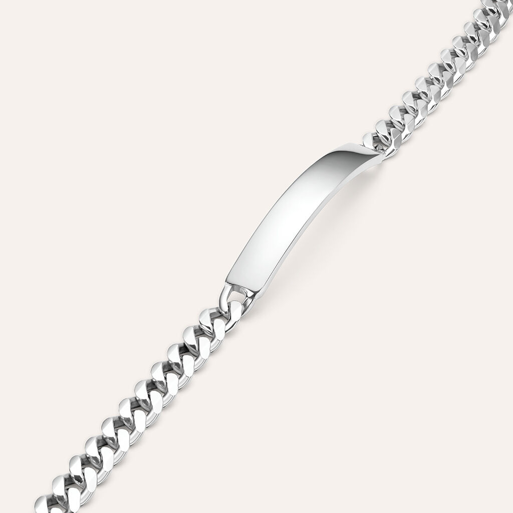 Bracciale Con Targhetta Gentleman Argento Rodiato - Bracciali con Incisione Uomo | Stroili
