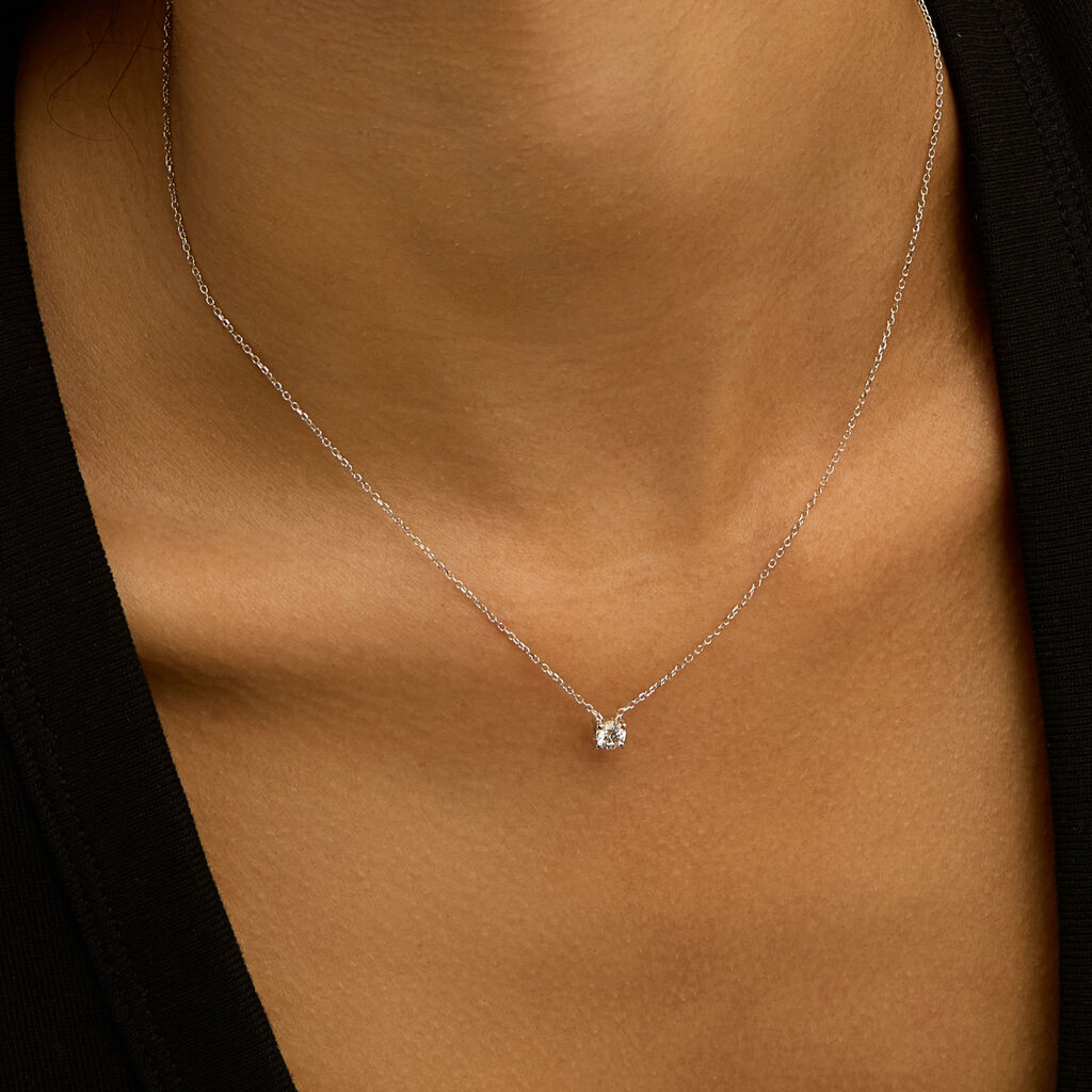 Collana Punto Luce Diamade Oro Bianco Diamante Lab-Grown