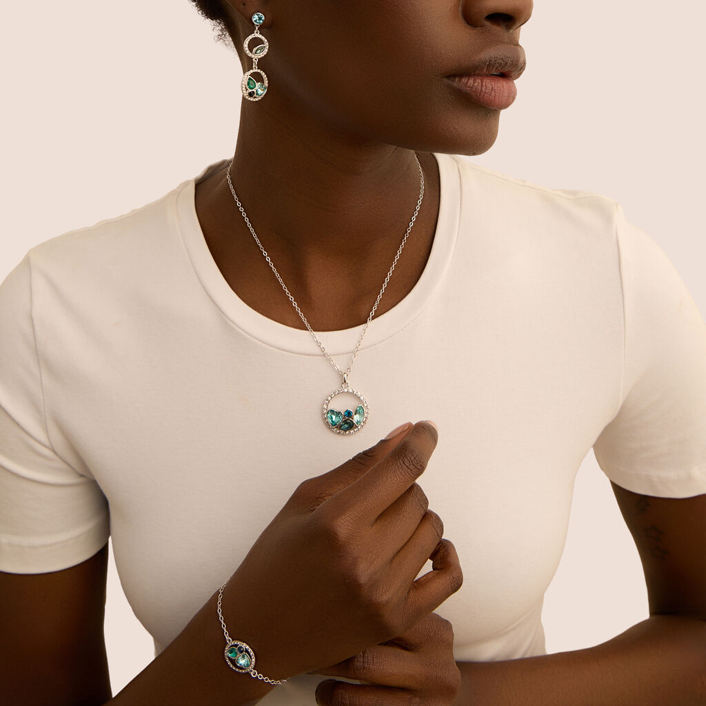 Orecchini Pendenti Violet Ottone Cristallo