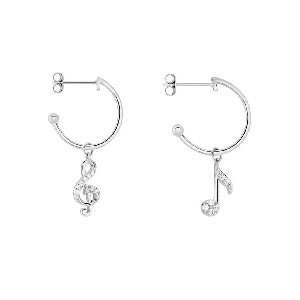 Orecchini Spaiati Silver Moments Argento Rodiato Cubic Zirconia - Orecchini a Cerchio Donna | Stroili