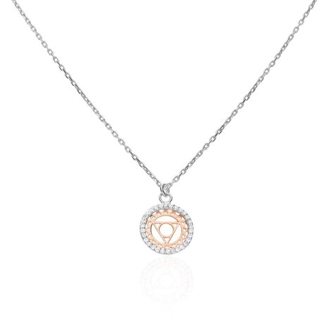 Collana in argento bicolore e zirconi con ciondolo V Chakra della comunicazione - Collane Donna | Stroili