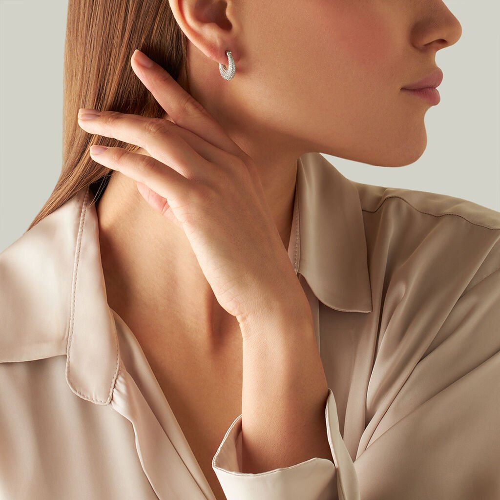 Orecchini A Cerchio Silver Shine Argento Rodiato Cubic Zirconia - Orecchini a Cerchio Donna | Stroili