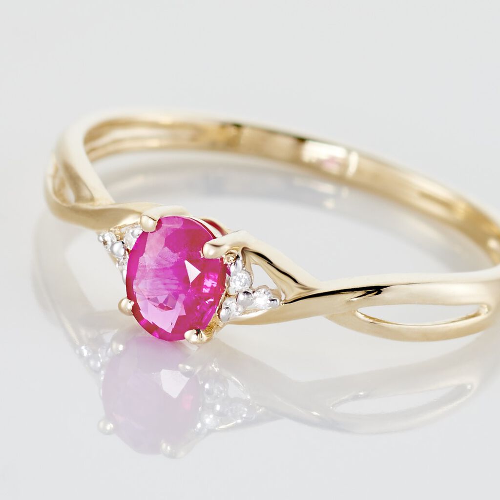Anello Charlotte Oro Giallo Rubino Diamante