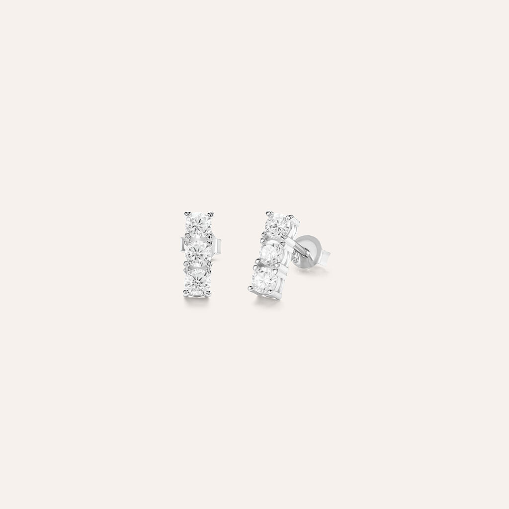 Orecchini Lobo Trilogy Silver Elegance Argento Rodiato Cubic Zirconia - Orecchini a Lobo Donna | Stroili